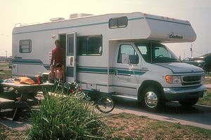Herb and boys by rental Coachman in Hatteras - 1998