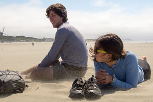 Andrew and Celeste in Pelting Sand at Ocean Beach