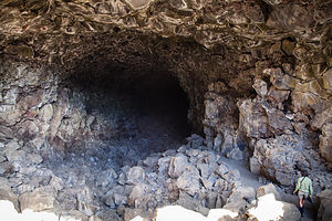 Lolo Approaching Lava Tube Cave Entrance