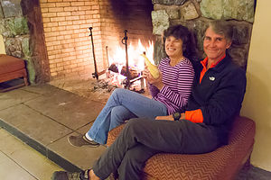 Herb and Amused Lolo in Ahwahnee Fireplace