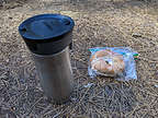 The bagel and coffee I tried to bring Herb before eating it myself