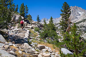 Hiking the rock steps on the way to Lake Sabrina