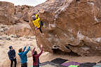 Andrew bouldering at the Happies in the Volcanic Tablelands