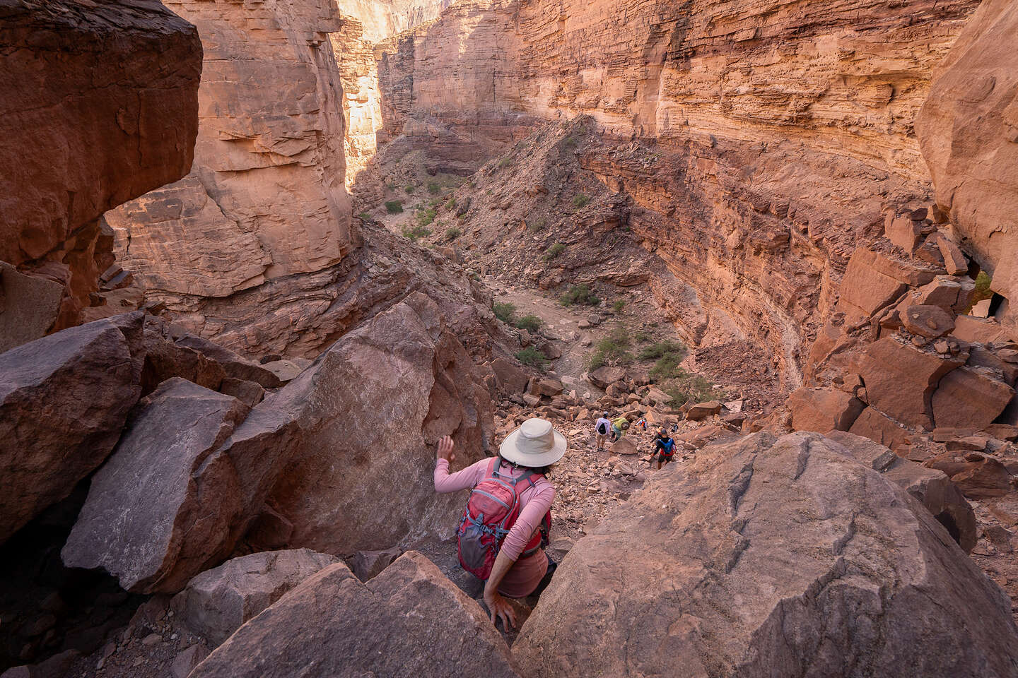 Rock scrambling in Carbon Canyon