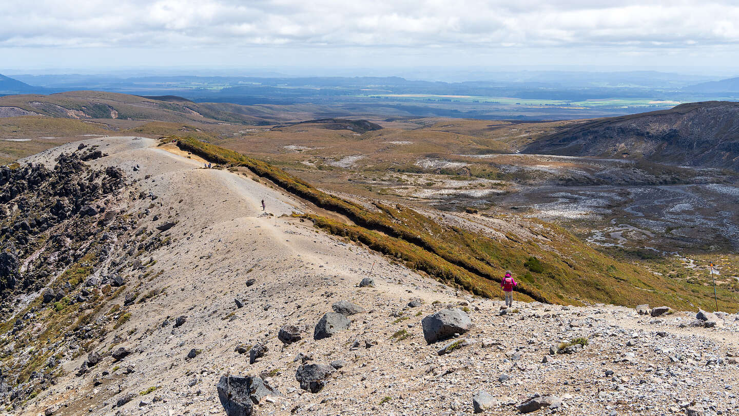 Heading down the steep scree