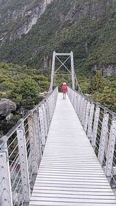 Crossing the first swing bridge