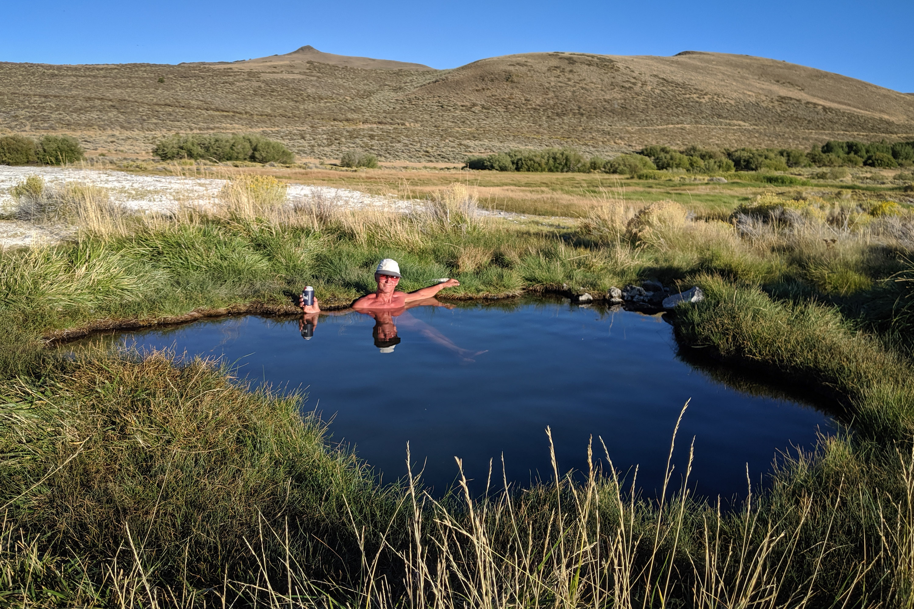 Herb enjoying the natural hot spring