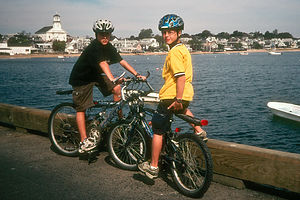 Boys biking in Provincetown