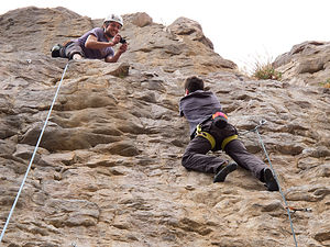 Andrew Photographing Tom Climbing