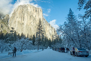 Arriving in Snow-Covered Yosemite Valley