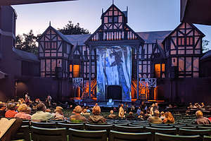 Stage of the Allen Elizabethan Theater before the perfomance of Macbeth