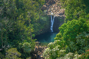 Upper Puohokamoa Waterfall.