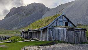 Traditional Icelandic sod-covered homes