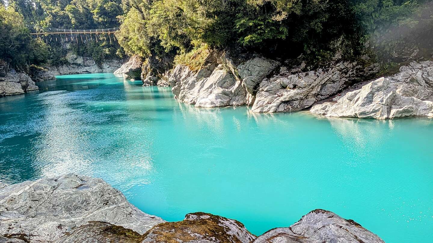 Turquoise blue waters of Hokitika Gorge