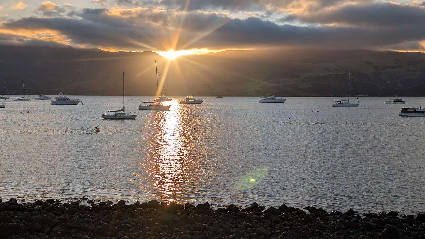 Sunset over Akaroa Harbor