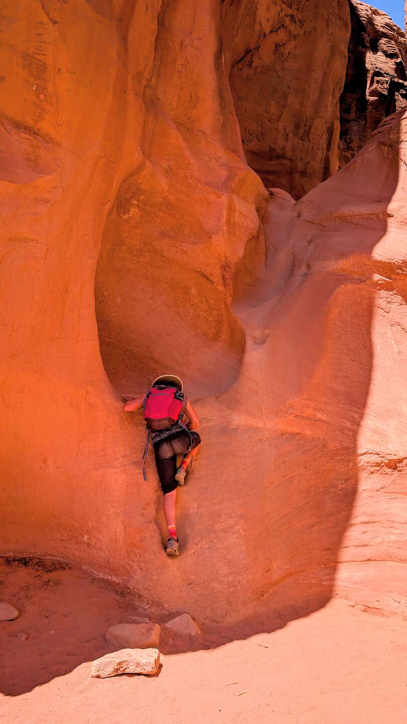 Scary entrance into Peekaboo Slot Canyon Scary entrance into Peekaboo Slot Canyon