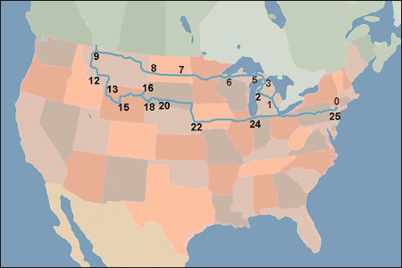 Cross-Country 2000 Trip Stops